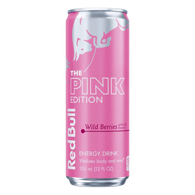 Red Bull Pink Edition Wild Berries Caffeine Beverage 12 oz 1 pk, Pack of 24