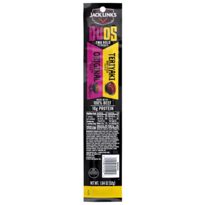 Jack Link's Duo's Original/Teriyaki Beef Stick 1.84 oz Packet, Pack of 10