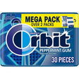 Orbit Sugar Free Peppermint Chewing Gum 30 pk, Pack of 6