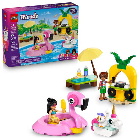 LEGO Friends Unicorn and Flamingo Pool Party Building Set Multicolored 99 pc