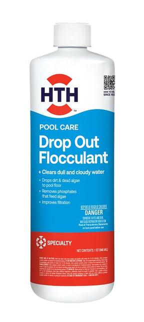 HTH Drop Out 67080 Flocculant, 1 qt Bottle, Liquid, Clear