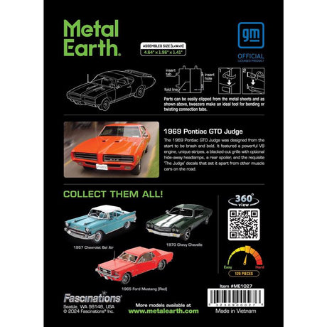 Metal Earth 1969 Pontiac GTO Judge 3D Metal Model Kit Orange