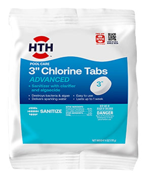 HTH 42051 Advanced Chlorine Tablet, 6 oz, Bleach, Chlorine, White, Pack of 24