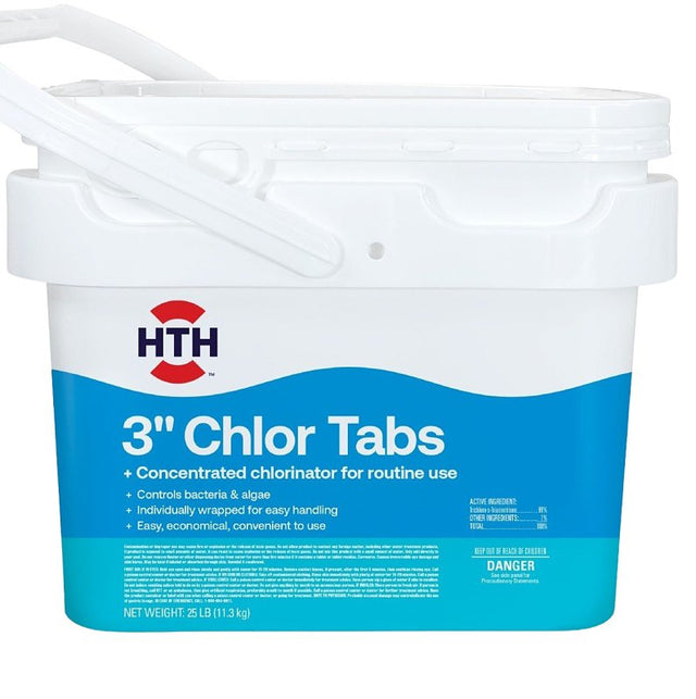 HTH Pool Care 42059 Pool Chemical, 25 lb, Tablet, Chlorine Like, White