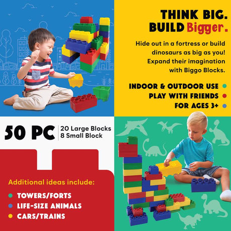 Biggo Learner Set Jumbo Building Blocks Assorted 50 pc