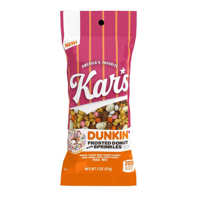 Kar's Dunkin Donuts Frosted Donut Trail Mix 2 oz Tube Bag, Pack of 12