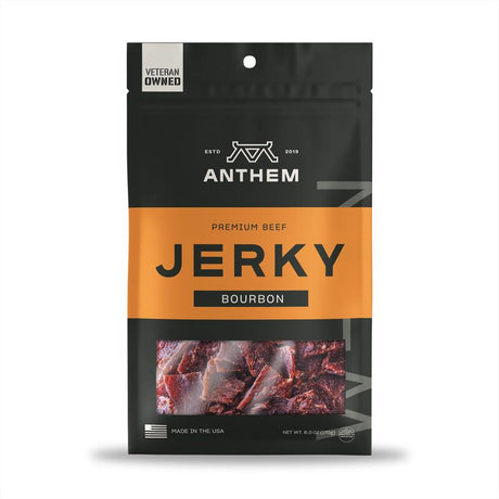 Anthem Snacks Bourbon Beef Jerky 6 oz Case, Pack of 8