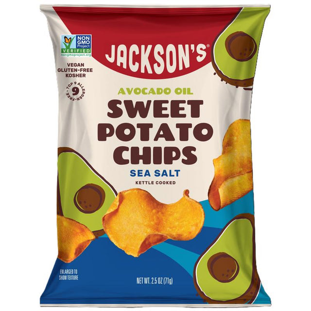 Jackson's Sea Salt Kettle Cooked Potato Chips 2.5 oz Bagged, Pack of 8