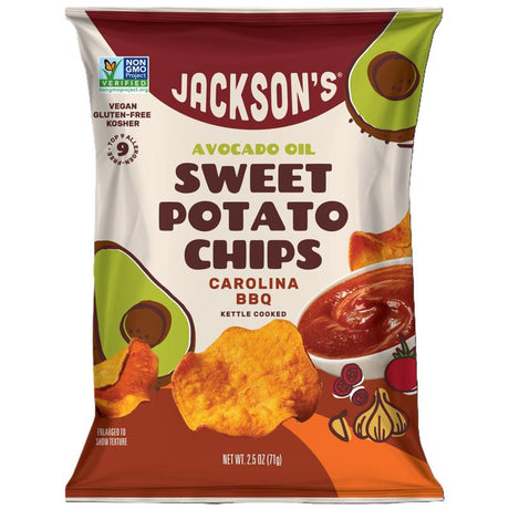 Jackson's Carolina BBQ Kettle Cooked Potato Chips 2.5 oz Bagged, Pack of 8