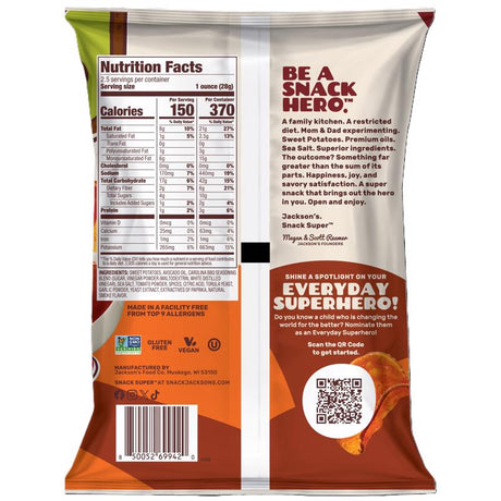 Jackson's Carolina BBQ Kettle Cooked Potato Chips 2.5 oz Bagged, Pack of 8