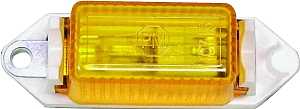 PM V107WA Marker Light, Rectangular, 3.18 in W, 1 in H, 12 V, Incandescent Lamp, Amber Lens, Screw