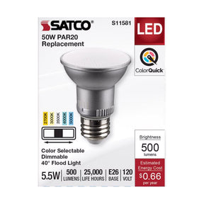 Satco PAR20 E26 (Medium) LED Bulb Tunable White/Color Changing 50 Watt Equivalence 1 pk