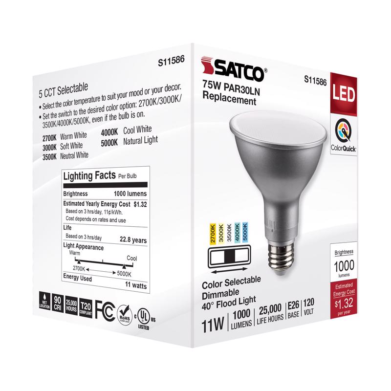 Satco PAR30LN E26 (Medium) LED Bulb Tunable White/Color Changing 75 Watt Equivalence 1 pk