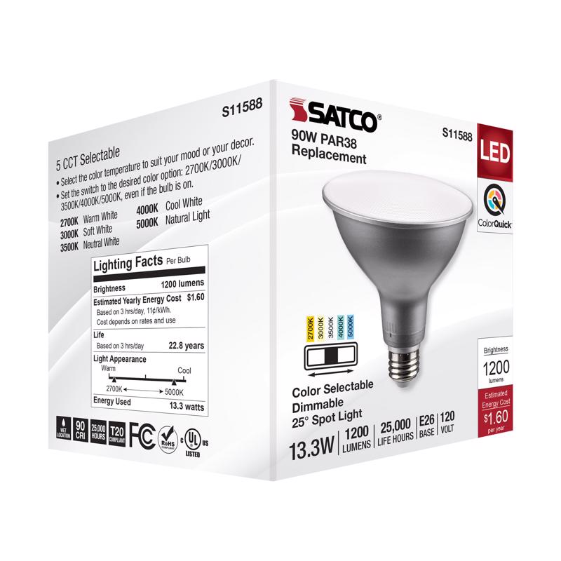 Satco PAR38 E26 (Medium) LED Bulb Tunable White/Color Changing 90 Watt Equivalence 1 pk