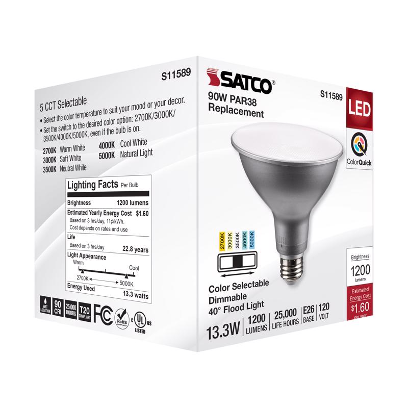 Satco PAR38 E26 (Medium) LED Bulb Tunable White/Color Changing 90 Watt Equivalence 1 pk