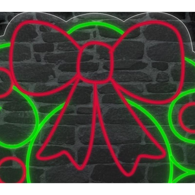 Luxe Light Decor LED Red and Green Christmas Wreath Hanging Decor, Pack of 5