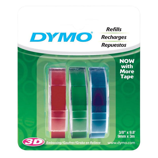 Dymo Self-Adhesive 3/8 in. W X 9.8 ft. L Blue/Green/Red Embossing Label Maker Tape