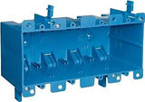 Carlon B468R Outlet Box, 4-Gang, PVC, Blue, Clamp