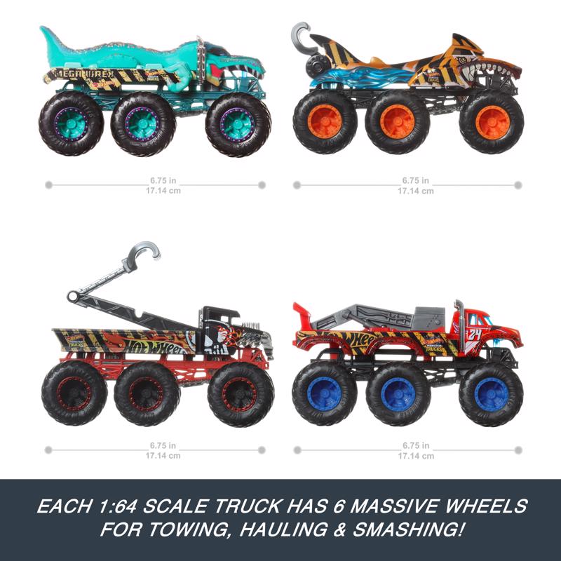 Hot Wheels Monster Big Rigs Truck Assorted, Pack of 4