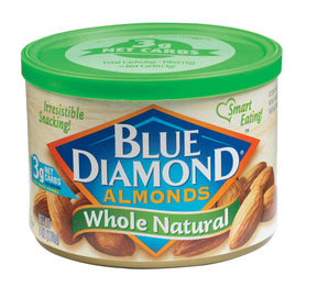 Blue Diamond Whole Natural Almonds 6 oz Can, Pack of 12