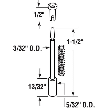 Make-2-Fit PL 14664 Plunger Latch, Nylon, For: 3/4 x 1/4 in or 5/16 in Frames