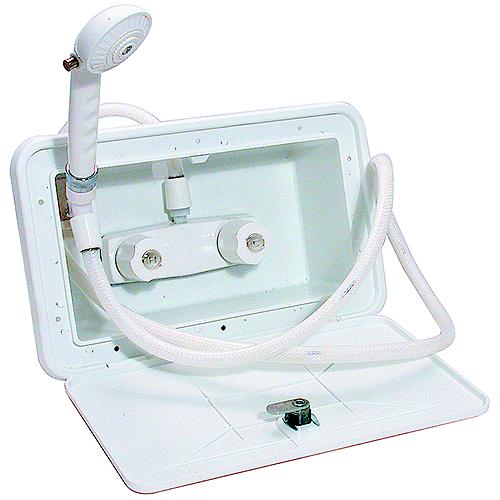 Valterra Phoenix RV Camping Exterior Outdoor Shower with Hatch & Hose