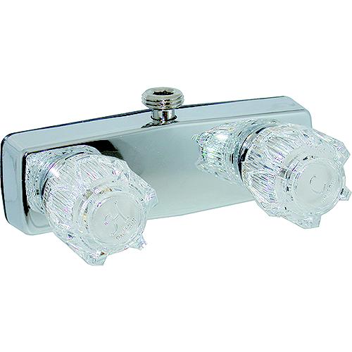 Valterra Phoenix PF213321 Chrome Finish Two Handle 4″ RV Shower Valve Faucet with Clear Acrylic Knobs