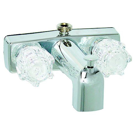 Valterra Phoenix PF213332 DuraPro Chrome Finish Two Handle RV Tub & Shower Diverter Faucet with Clear Acrylic Knobs