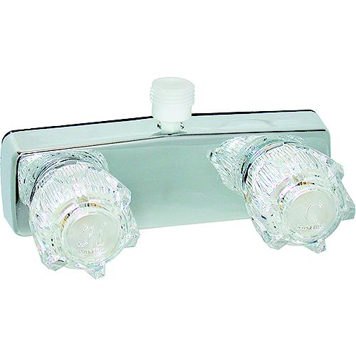 Valterra Phoenix PF213350 DuraPro Chrome Finish Two Handle 4″ RV Shower Valve Faucet with Clear Acrylic Knobs
