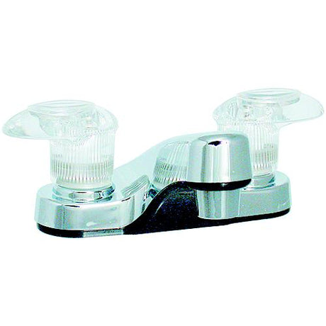 Valterra Catalina PF222301 Chrome Finish RV Lavatory Bathroom Faucet with Two Clear Acrylic Lever Handles