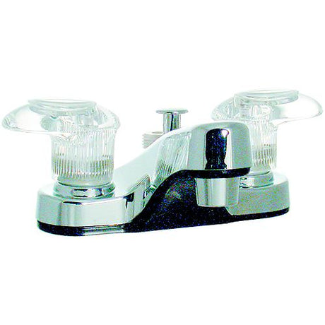 Valterra Catalina PF222341 Chrome Finish RV Bathroom Lavatory Diverter Faucet with Two Clear Acrylic Lever Handles