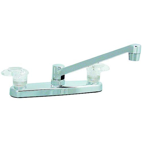 Valterra Catalina PF221301 Chrome Finish Two Handle 8″ RV Kitchen Faucet with Clear Acrylic Knobs