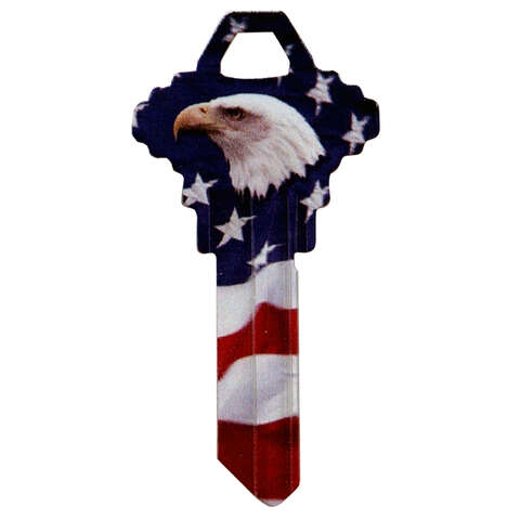 HILLMAN Wackey Flag & Eagle House/Office Universal Key Blank SC1 Single, Pack of 6
