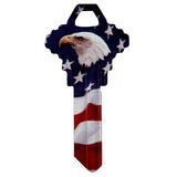 HILLMAN Wackey Flag & Eagle House/Office Universal Key Blank SC1 Single, Pack of 6