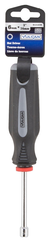 Vulcan MC-SD38 Nut Driver, 6 mm Drive, 7 in OAL, Cushion-Grip Handle, Gray and Black Handle, 3 in L Shank