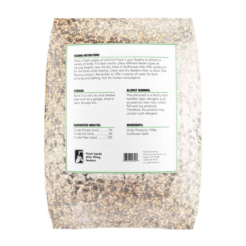Approved Vendor (GLOBAL HARVEST FOODS) 10179 Sunflower Seed Wild Bird Food, 40 lb, Blended, Bag