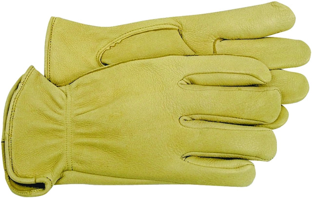 Boss B84081-L Driver Gloves, Men's, L, 8 to 8-3/8 in L, Keystone Thumb, Slip-On Cuff, Deerskin Leather, Natural
