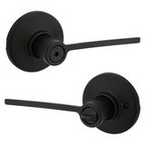 Kwikset Ladera Series 300LRL RDT 514 CP Privacy Lockset, Lever Handle, Matte, Zinc, Black, Left, Right Hand