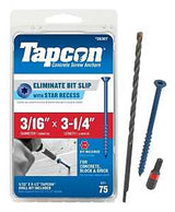 Tapcon 28307 Concrete Screw Anchor, T25 Screw, 3/16 in Dia, 3-1/4 in L, Steel, Climaseal, 75/PK