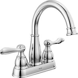 Delta Windemere 25896LF Series Centerset Bathroom Faucet, Chrome Plated, 1-5/8 in Plate Size, 5-11/16 in, 1.2 gpm, Metal