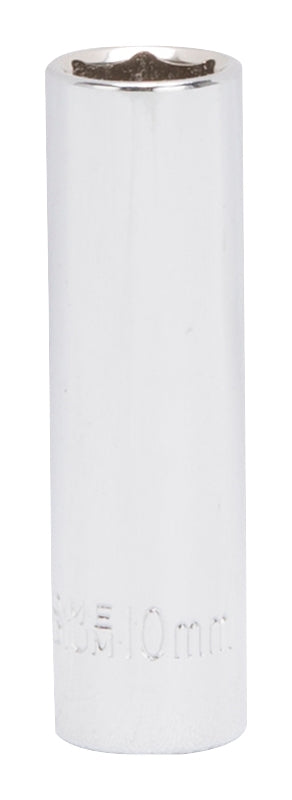 Vulcan MT6487808 Drive Socket, 10 mm Socket, 1/4 in Drive, 6-Point, Chrome Vanadium Steel, Chrome
