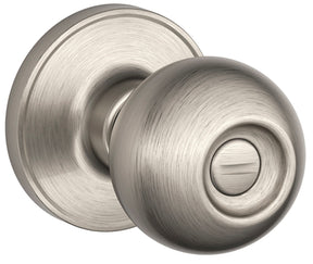 Schlage Corona Series J40 CNA 619 Privacy Lockset, Round Design, Knob Handle, Satin Nickel, Metal, ADA Compliant