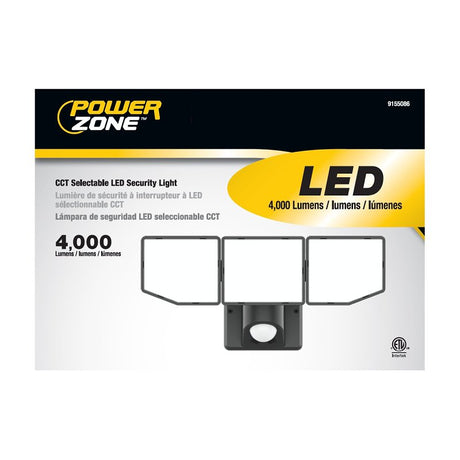 BELL LINK CL-SLM4KACBZ-3H 3-Head Security Light, 120 V, 35 W, LED Lamp, Daylight/Warm White, 4000 Lumens, Bronze Fixture