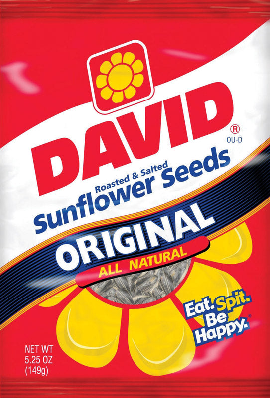 David Original Roasted Salted Sunflower Seeds 5.25 oz Pegged, Pack of 12