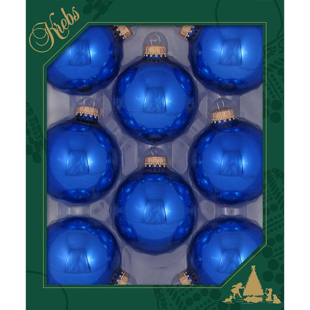 Christmas By Krebs Cap Blue Ornaments Gold, Pack of 12
