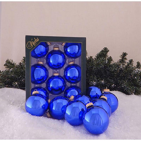 Christmas By Krebs Cap Blue Ornaments Gold, Pack of 12
