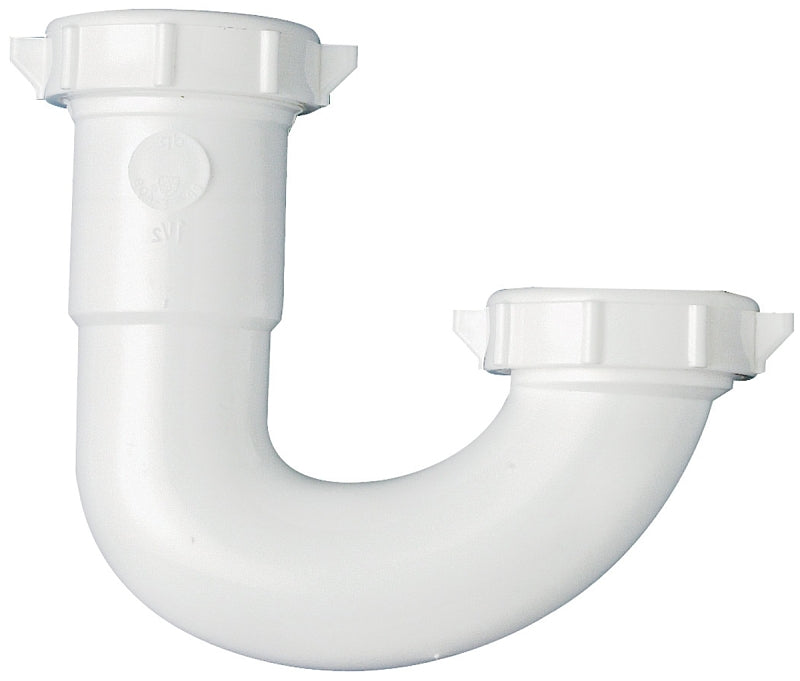 Plumb Pak PP66-1W J-Bend, 1-1/2, 1/2 x 1-1/4 in, Slip-Joint, Plastic, White