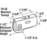 Prime-Line D 1563 Roller Assembly, 2-5/8 in L x 3/4 in W x 1-3/8 in H Dimensions, 1-1/2 in Dia Roller, 5/16 in W Roller