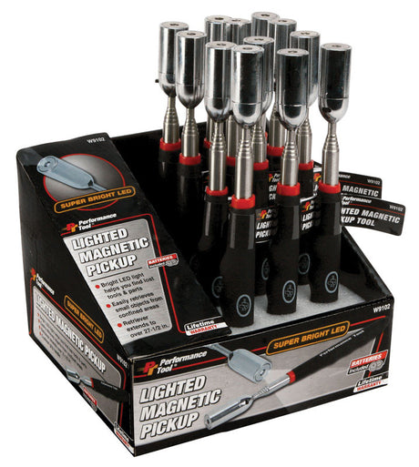 Performance Tool Lighted Magnetic Pick-up Tool Metal 12 pk, Pack of 12