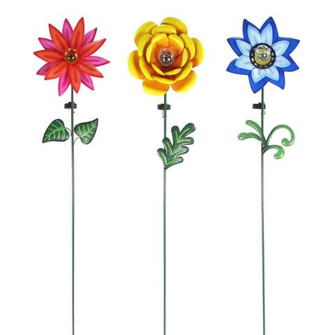 Alpine Multicolored Glass/Metal 60 in. H Flower Solar Garden Stake - Thumbnail 2